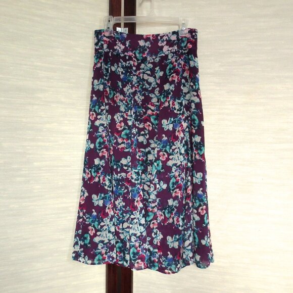 Monsoon England UK Print Floral Print Midi Maxi Long Sheer Flared Lined Skirt - Picture 2 of 5